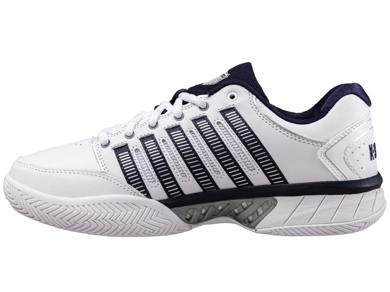 K-Swiss HYPERCOURT EXPRESS LEATHER Tennis Erkek Beyaz Lacivert Gümüş | 97463RUHQ