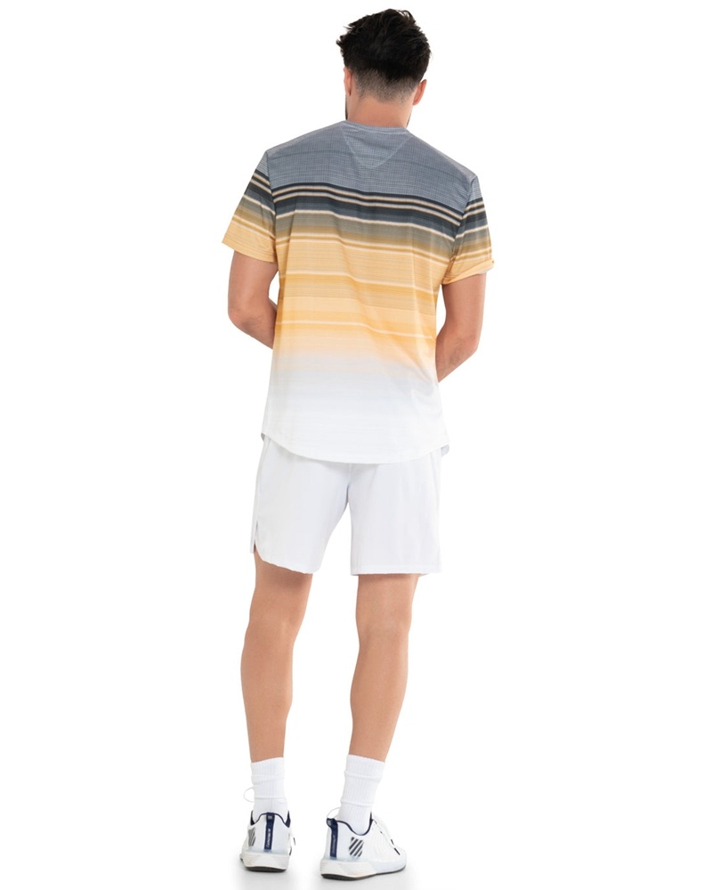 K-Swiss RADIANT STRIPE S/S Tennis Erkek Beyaz Sarı | 74186JEQR